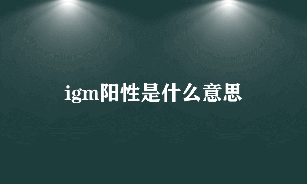 igm阳性是什么意思