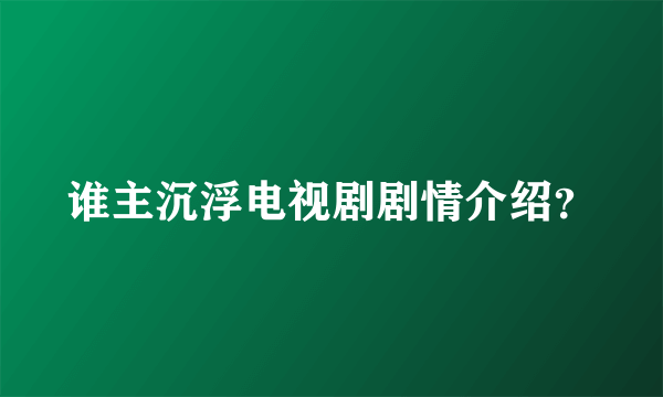 谁主沉浮电视剧剧情介绍？