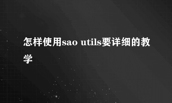 怎样使用sao utils要详细的教学