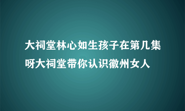 大祠堂林心如生孩子在第几集呀大祠堂带你认识徽州女人