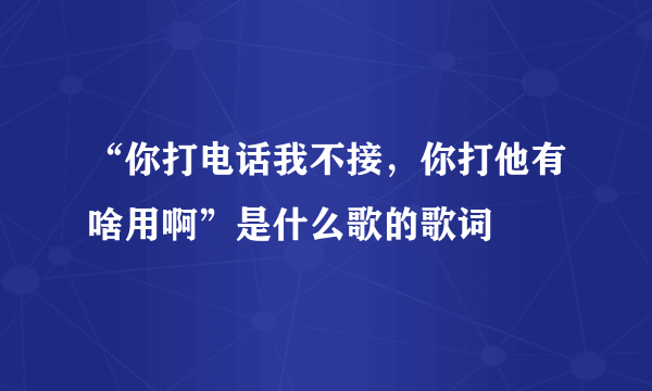 “你打电话我不接，你打他有啥用啊”是什么歌的歌词