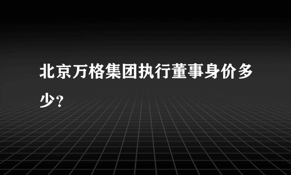 北京万格集团执行董事身价多少？