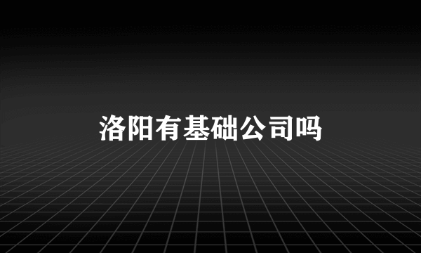 洛阳有基础公司吗