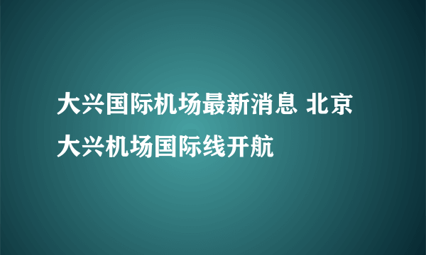 大兴国际机场最新消息 北京大兴机场国际线开航