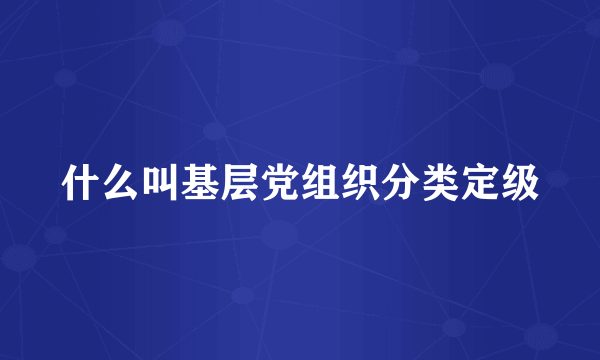 什么叫基层党组织分类定级