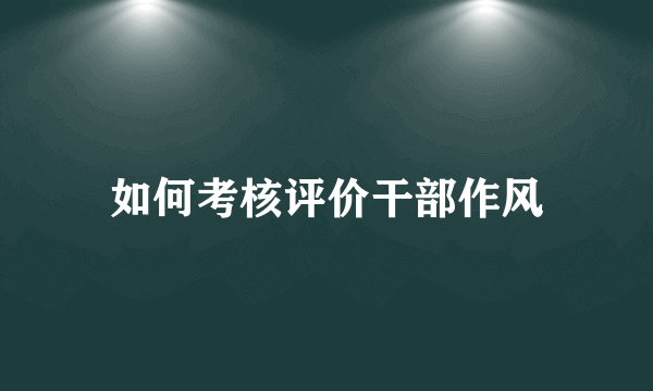 如何考核评价干部作风