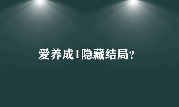 爱养成1隐藏结局？