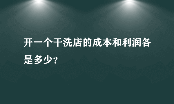 开一个干洗店的成本和利润各是多少？