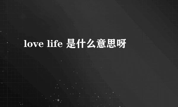 love life 是什么意思呀