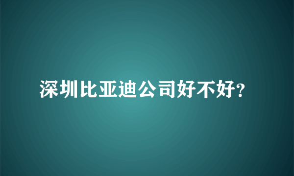 深圳比亚迪公司好不好？