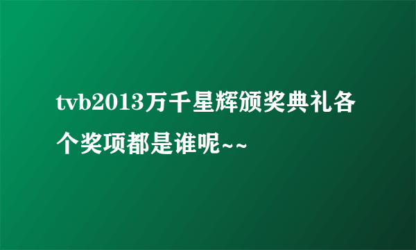 tvb2013万千星辉颁奖典礼各个奖项都是谁呢~~