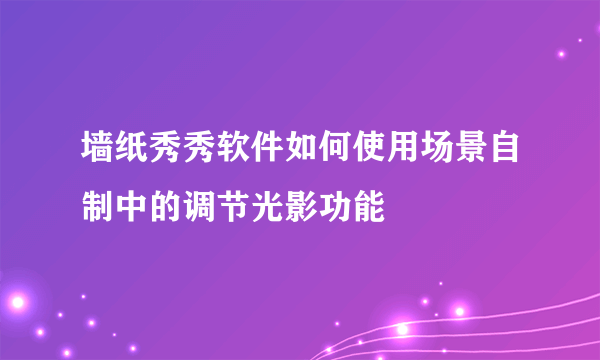 墙纸秀秀软件如何使用场景自制中的调节光影功能