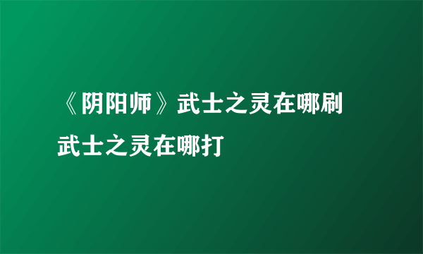 《阴阳师》武士之灵在哪刷 武士之灵在哪打