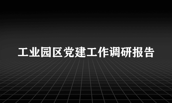 工业园区党建工作调研报告