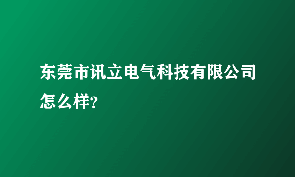 东莞市讯立电气科技有限公司怎么样？