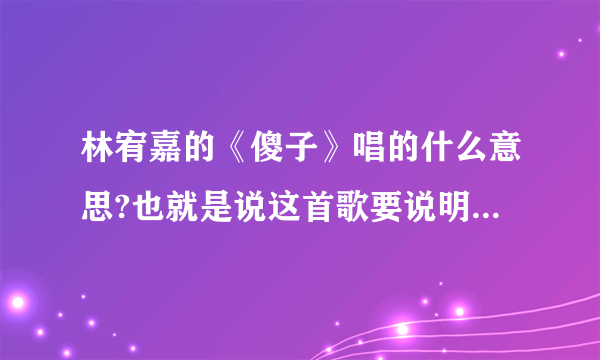 林宥嘉的《傻子》唱的什么意思?也就是说这首歌要说明个什么问题？