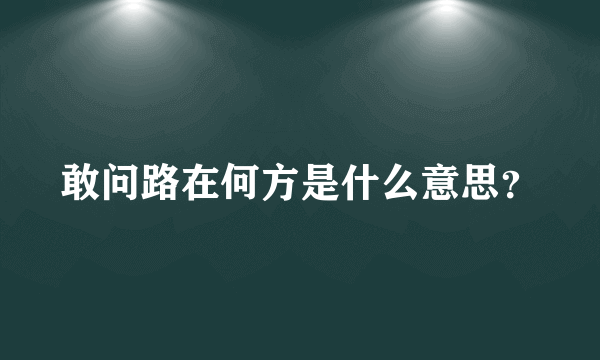 敢问路在何方是什么意思？