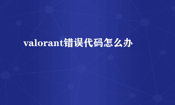 valorant错误代码怎么办