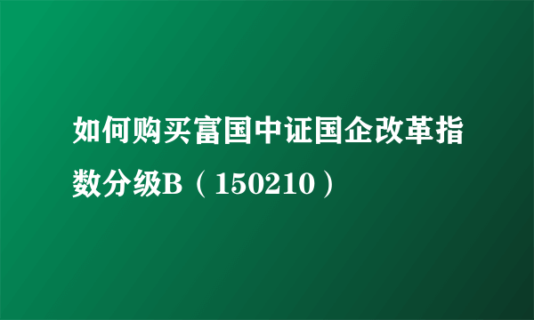 如何购买富国中证国企改革指数分级B（150210）