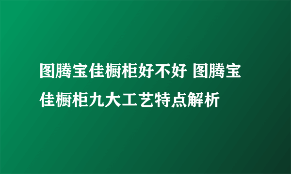 图腾宝佳橱柜好不好 图腾宝佳橱柜九大工艺特点解析