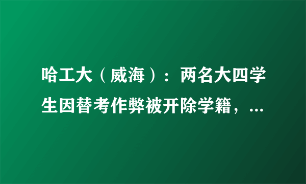 哈工大（威海）：两名大四学生因替考作弊被开除学籍，你怎么看？