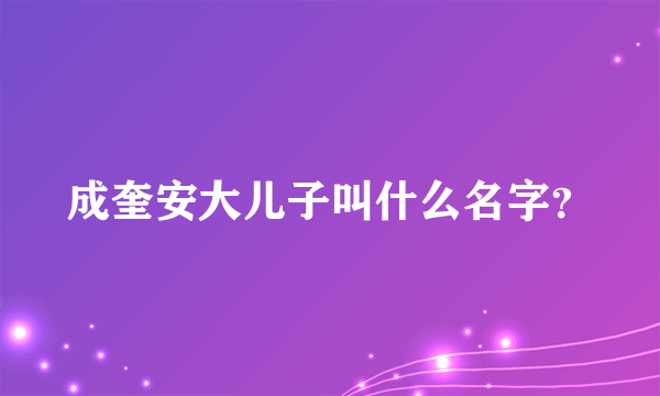 成奎安大儿子叫什么名字？