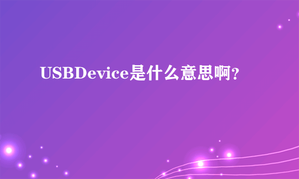 USBDevice是什么意思啊？