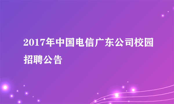 2017年中国电信广东公司校园招聘公告