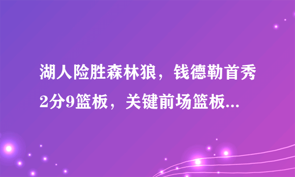 湖人险胜森林狼，钱德勒首秀2分9篮板，关键前场篮板拯救湖人，你如何评价他的表现？