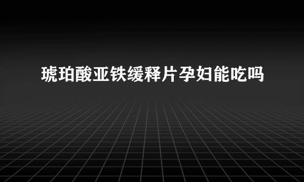 琥珀酸亚铁缓释片孕妇能吃吗