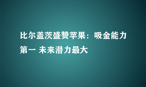 比尔盖茨盛赞苹果：吸金能力第一 未来潜力最大