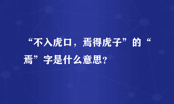 “不入虎口，焉得虎子”的“焉”字是什么意思？