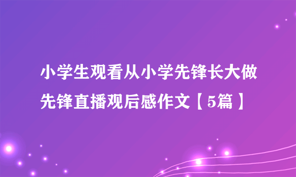 小学生观看从小学先锋长大做先锋直播观后感作文【5篇】