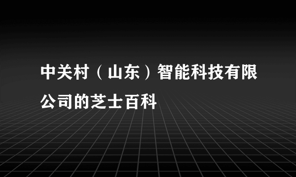 中关村（山东）智能科技有限公司的芝士百科