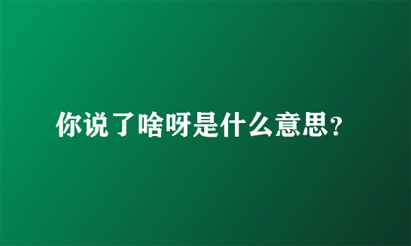 你说了啥呀是什么意思？