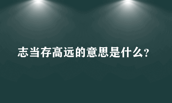 志当存高远的意思是什么？