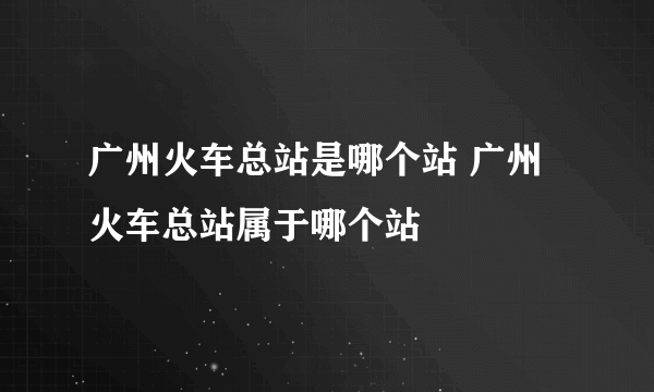 广州火车总站是哪个站 广州火车总站属于哪个站