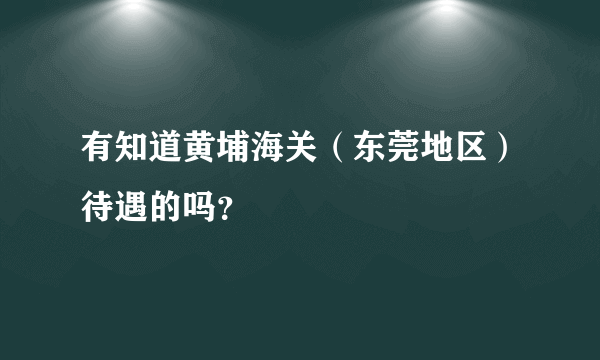 有知道黄埔海关（东莞地区）待遇的吗？