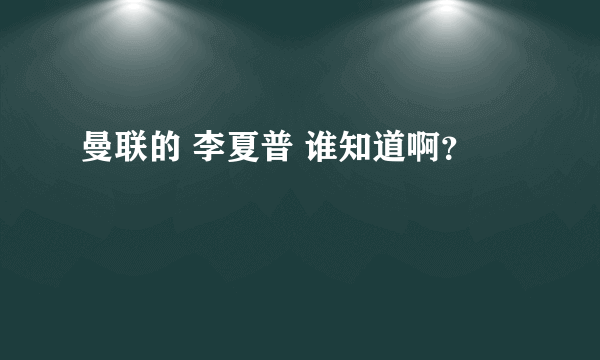 曼联的 李夏普 谁知道啊？