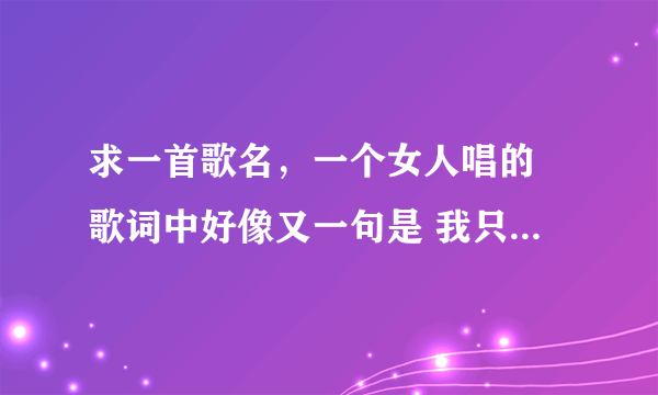 求一首歌名，一个女人唱的 歌词中好像又一句是 我只是一个小女人 具体我忘记了