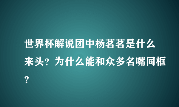 世界杯解说团中杨茗茗是什么来头？为什么能和众多名嘴同框？