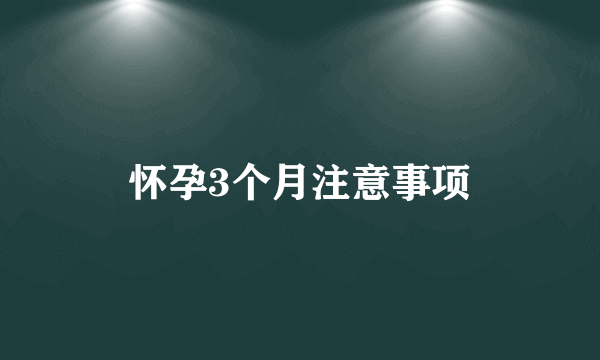 怀孕3个月注意事项