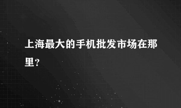 上海最大的手机批发市场在那里？