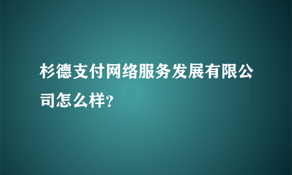 杉德支付网络服务发展有限公司怎么样？