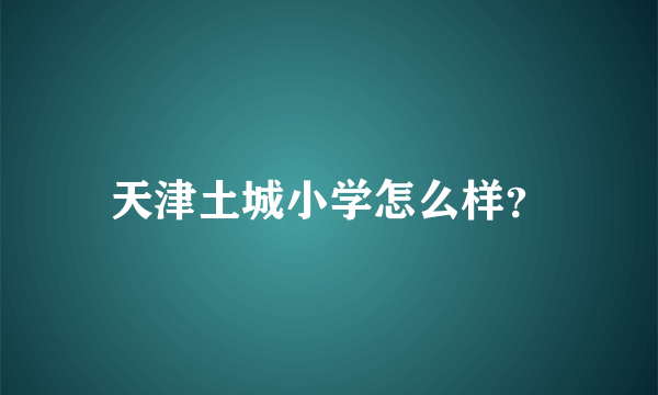 天津土城小学怎么样？