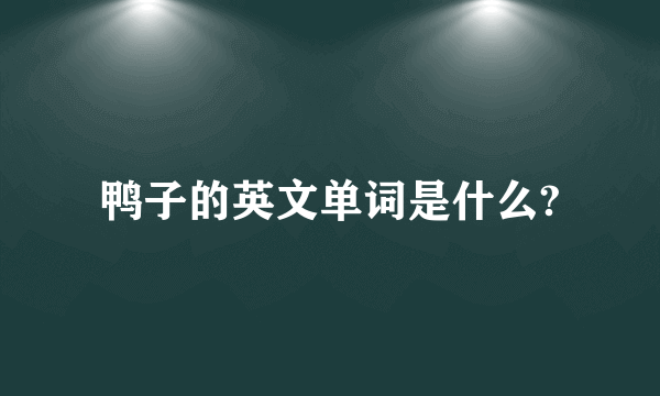 鸭子的英文单词是什么?