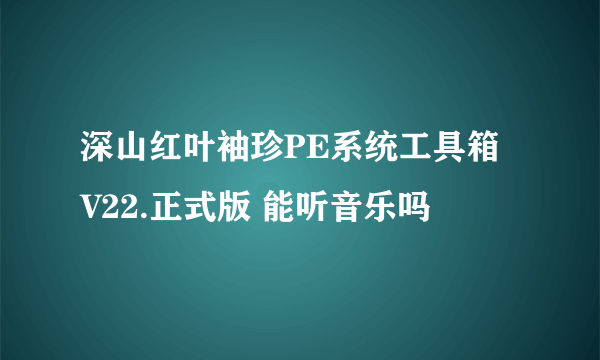 深山红叶袖珍PE系统工具箱 V22.正式版 能听音乐吗