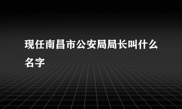 现任南昌市公安局局长叫什么名字