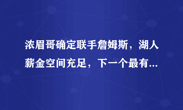 浓眉哥确定联手詹姆斯，湖人薪金空间充足，下一个最有可能加入的巨头会是谁？