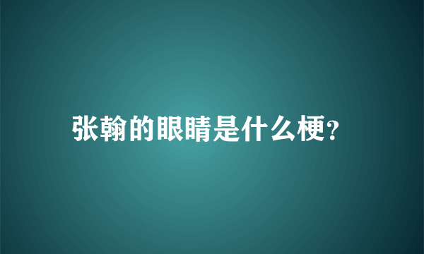 张翰的眼睛是什么梗？